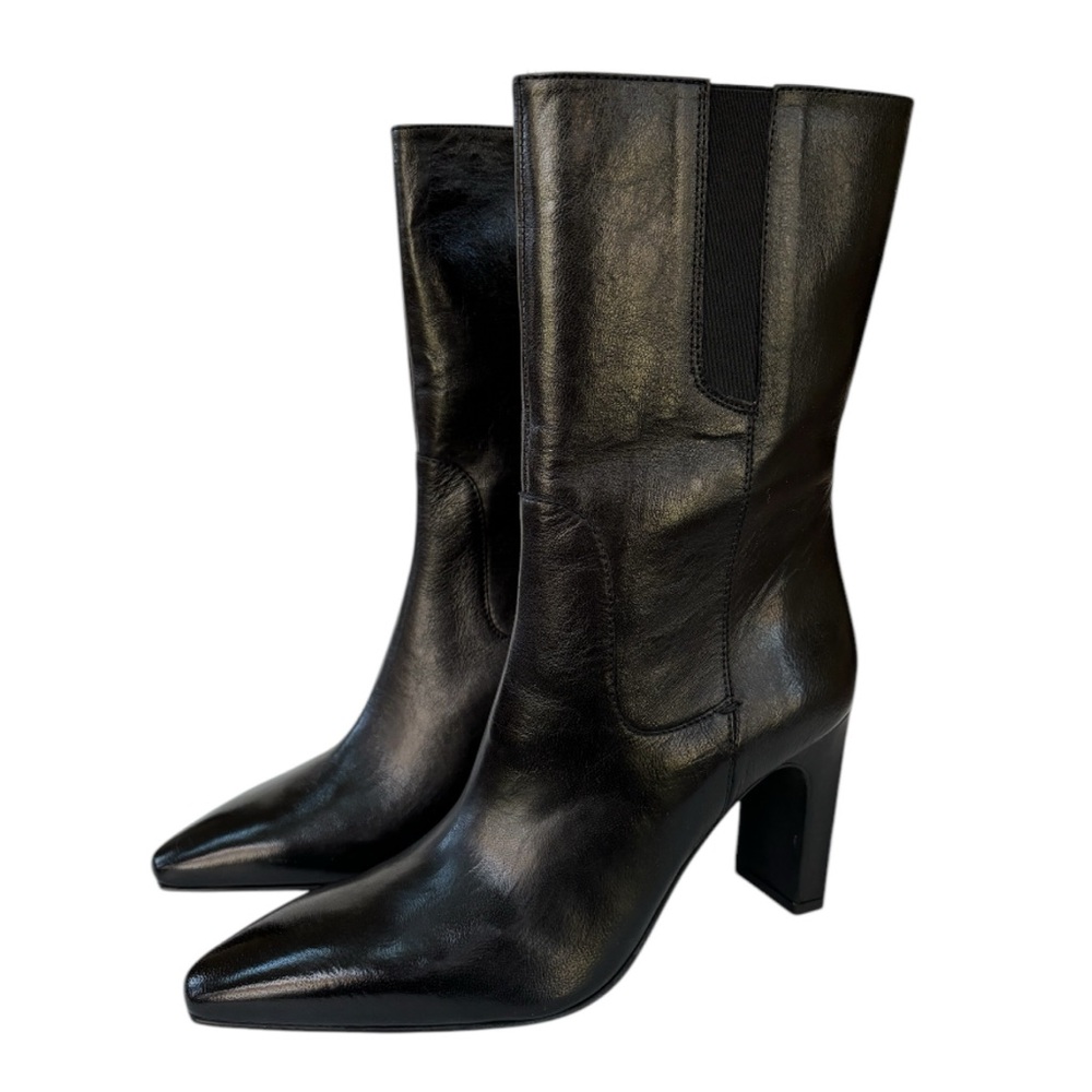 Anthropologie Black Glossy Nero Boots Size EU 41/US 10-10.5 New